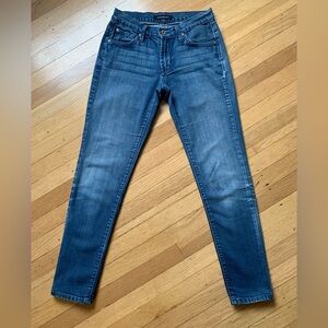 JAMES JEANS DRY AGED DENIM SKINNY JEANS FADED WITH WEAR/FAIR CONDITION SIZE 25